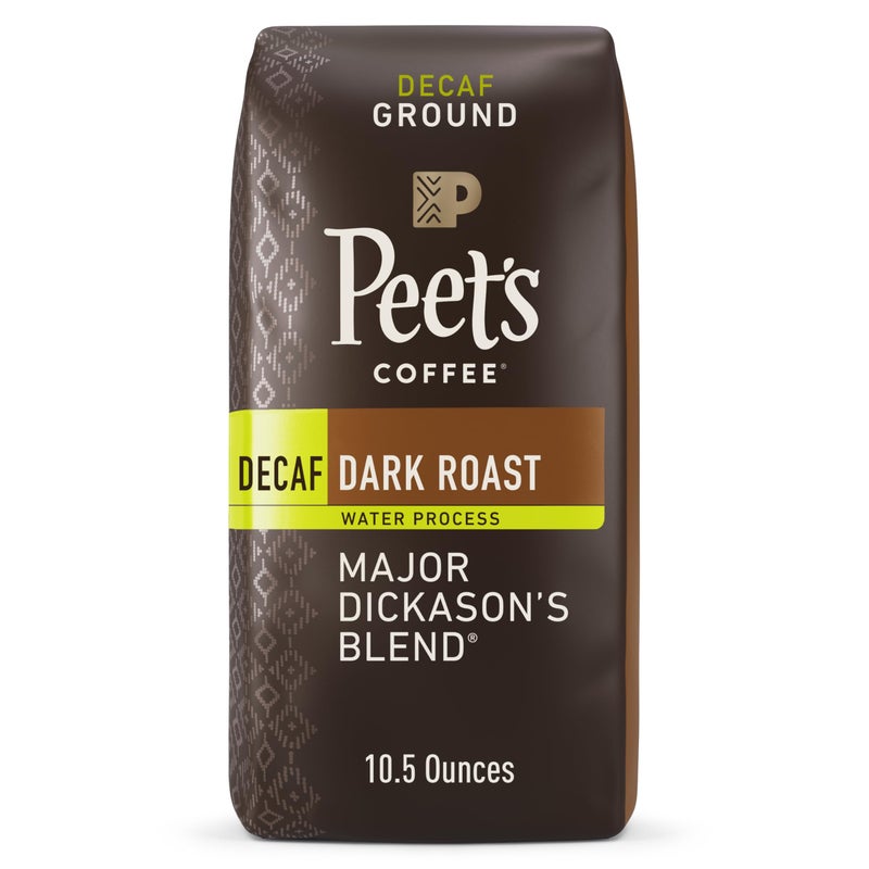 Peet's Coffee قهوة بيتس، قهوة مطحونة داكنة التحميص - مزيج ديكاسون الخالي من الكافيين 10.5 أونصة - Image 1